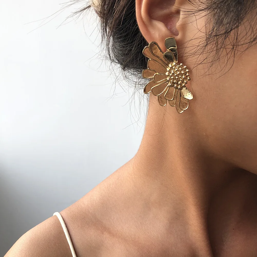 

New Earring Charms Pendant Double Flower Style Earrings Statement Ethnic Floral Drop Earring