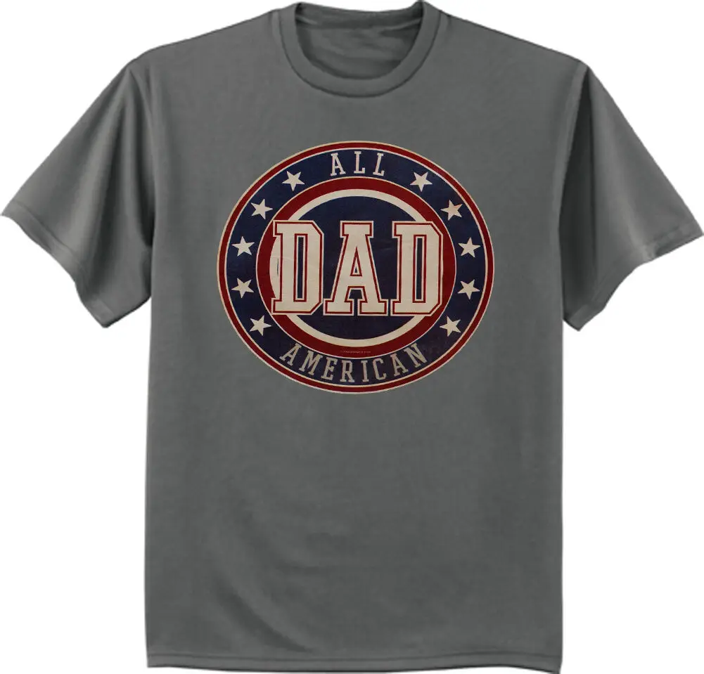 

Fathers Day T-shirt All American Dad Men's Dark Gray Tee Shirt Gift for Dad