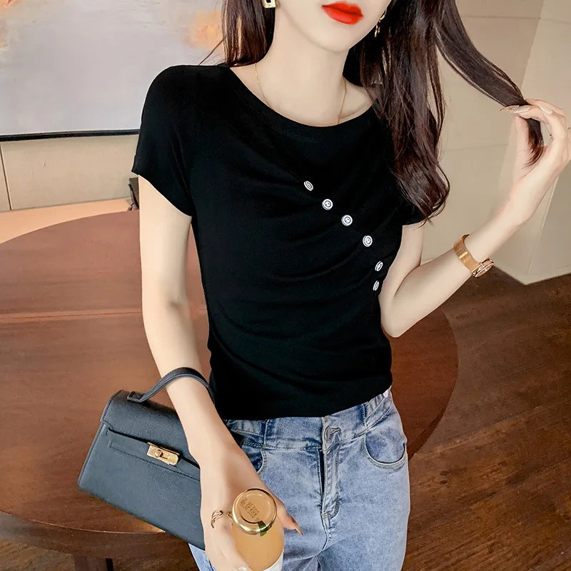 

Women T Shirt Pocket cat Top Tee casual Short sleeve Tops women plus size Women one