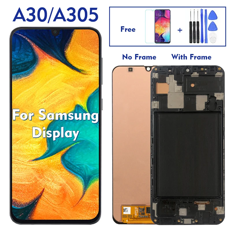 Pantalla LCD A305 Original para m&oacute;vil, montaje de digitalizador con pantalla t&aacute;ctil OLED, para Samsung A30 2019 SM A305F A305FN A305G A3050 DS-0