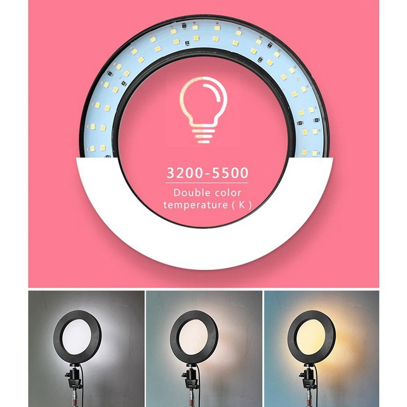 

10inch 26cm USB Interface Dimmable LED Selfie Ring Light Camera Phone Photography Video Makeup Lamp With Phone Clip