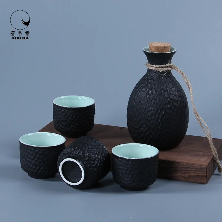 

Japanese Black Sake Cups Set Practical Creative Desktop Ornaments Collection Wine Equipment Bidones De Agua Drinkware EC50TZ