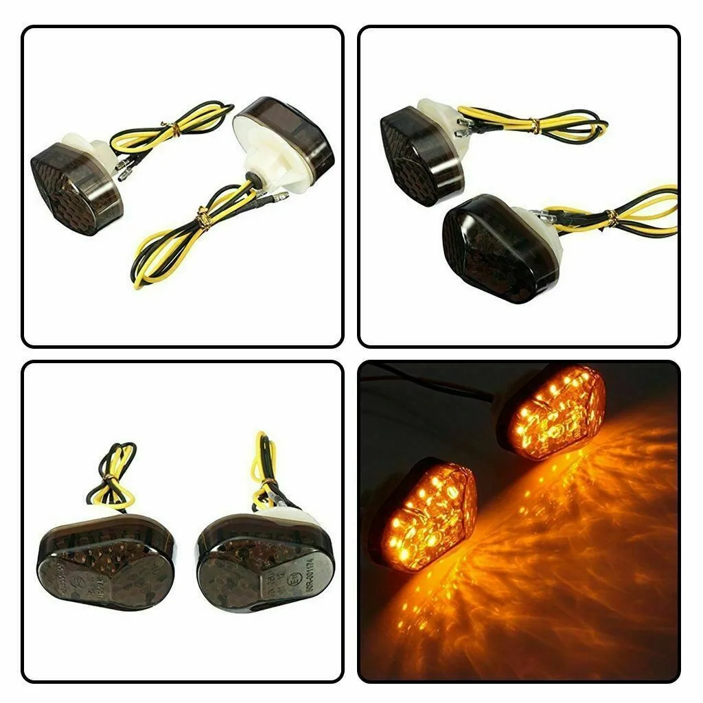 

Smoke Lens Motorcycle Turn Signal Lights Waterproof 1 Pair Amber Blinker