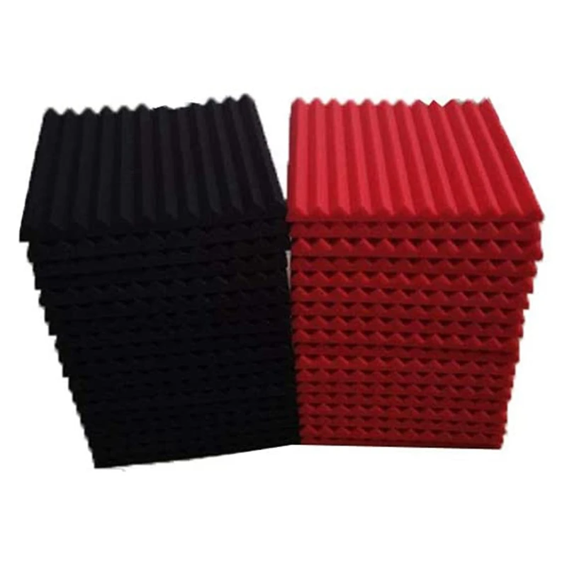 

48 Pcs Sound Insulation Board Acoustic Panel Studio Foam Wedge Fireproof Soundproof Cushion Wall Board,2.5 x 30 x 30cm