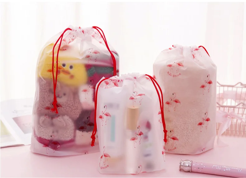 Дорожная сумка с изображением фламинго прозрачный косметический пакет со