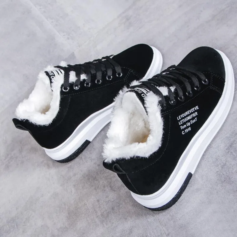 

2021 Women's Shoes Winter Women Boots Warm Fur Plush Lady Casual Shoes Lace Up Fashion Sneakers Zapatillas Mujer Platform Snow