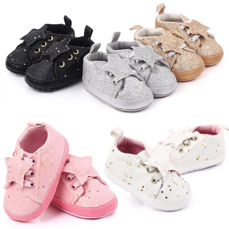 

Baby Boys Girls Shoes Breathable Artificial PU Sequins Star Print Shoes Sneakers Toddler Soft Soled Shoe