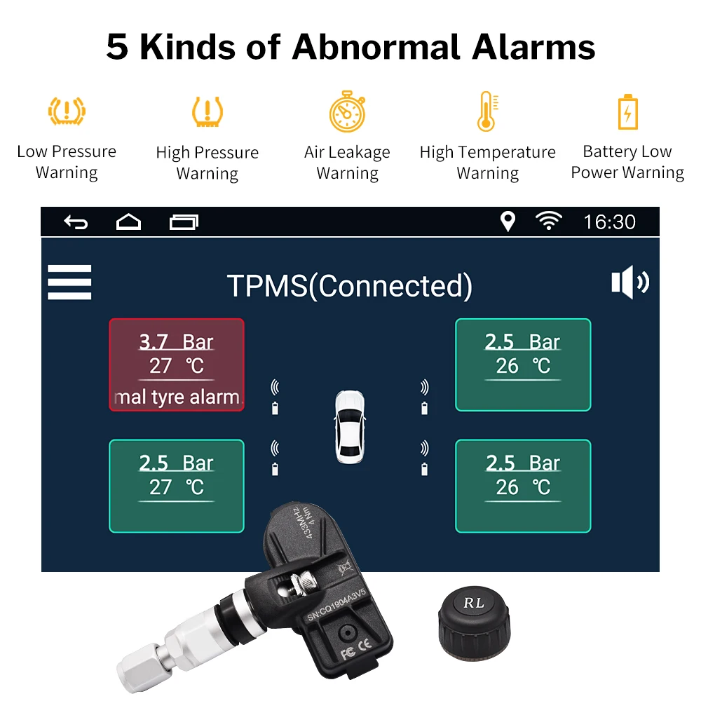 Deelife USB Android TPMS система контроля давления в шинах Дисплей Сигнализация 4 датчика для Автомобильный dvd-плеер Android мультимедийный плеер