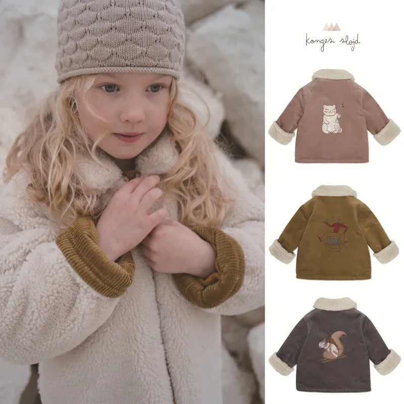 

2021 Kids Coat KS Brand New Winter Fleeced Thicken Jacket Designer Keep Warm Baby Boys Clothing Cartoon Toddler Girl Clothes