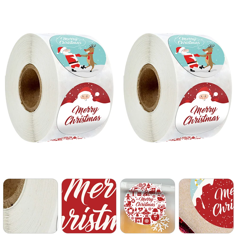 2 рулона рождественских этикеток наклейки подарочные этикетки самоклеящиеся |