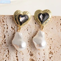 kshmir 2021 new fashion crystal love heart earrings for women vintage sweet baroque pearl earrings bohemian jewelry girls gift