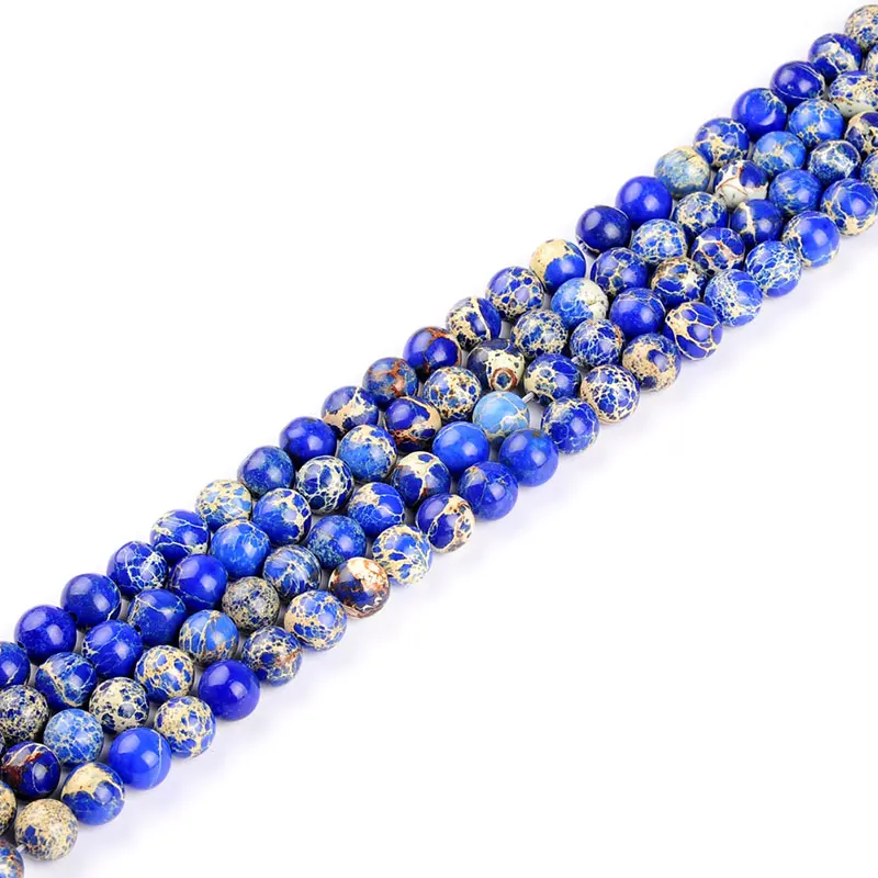 blue sea sediment Натуральный драгоценный камень тигровый глаз аметисты круглый лазурит свободные нити камень бусины для DIY ожерелье браслет ювелирных изделий выбор Размер 4-12 мм - Цвет: blue sea sediment