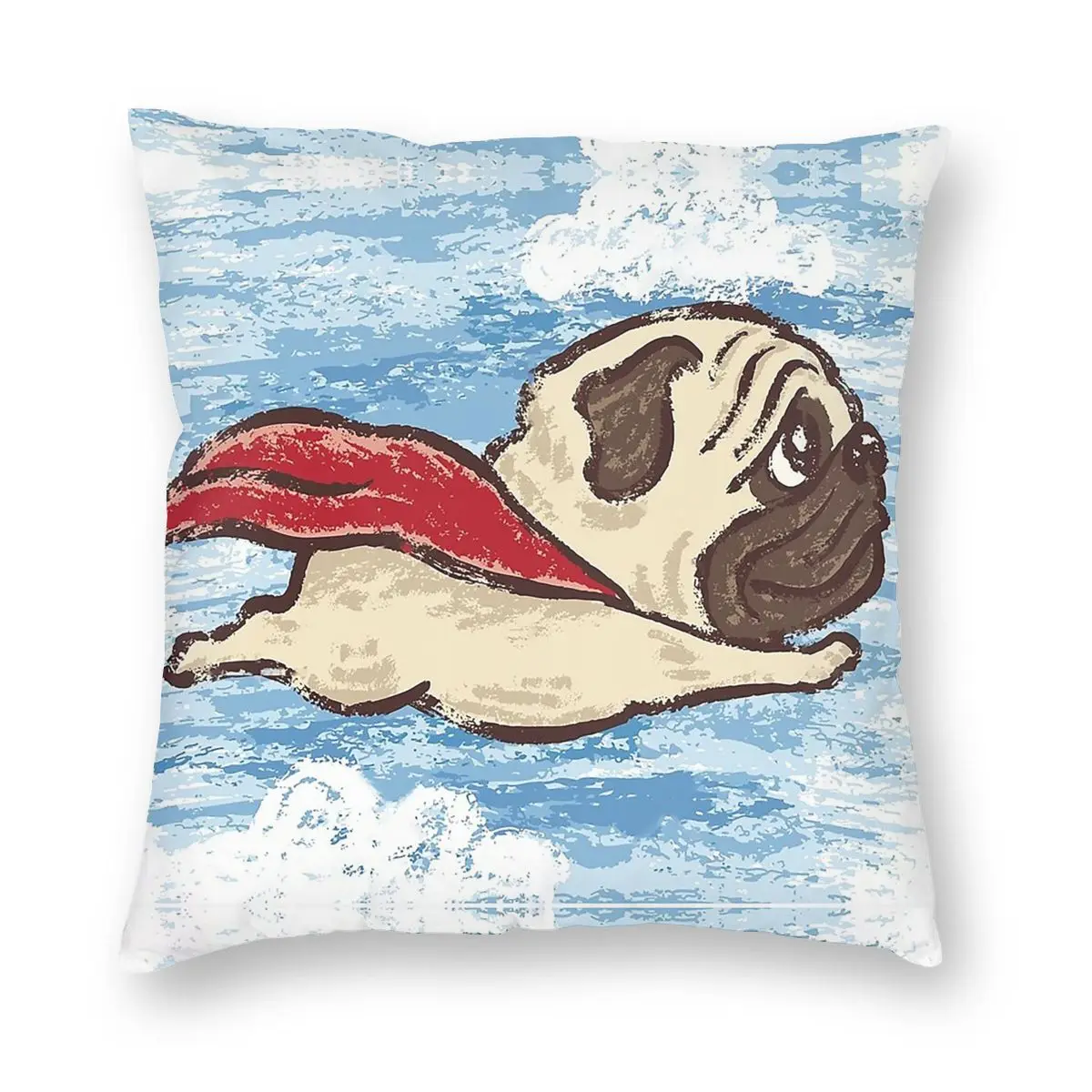 

Flying Pug Pillowcover Decoration Bulldog Dog Pet Lover Animals Cushions Throw Pillow for Car Polyester Double-sided Printing