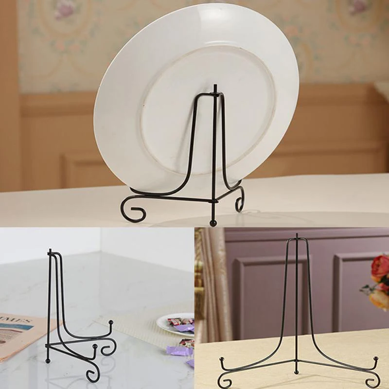 

DIY Craft Bracket Book Holder Photo Pedestal Bowl Picture Frame Black Iron Plate Rack Display Stand Easel Storage Holders
