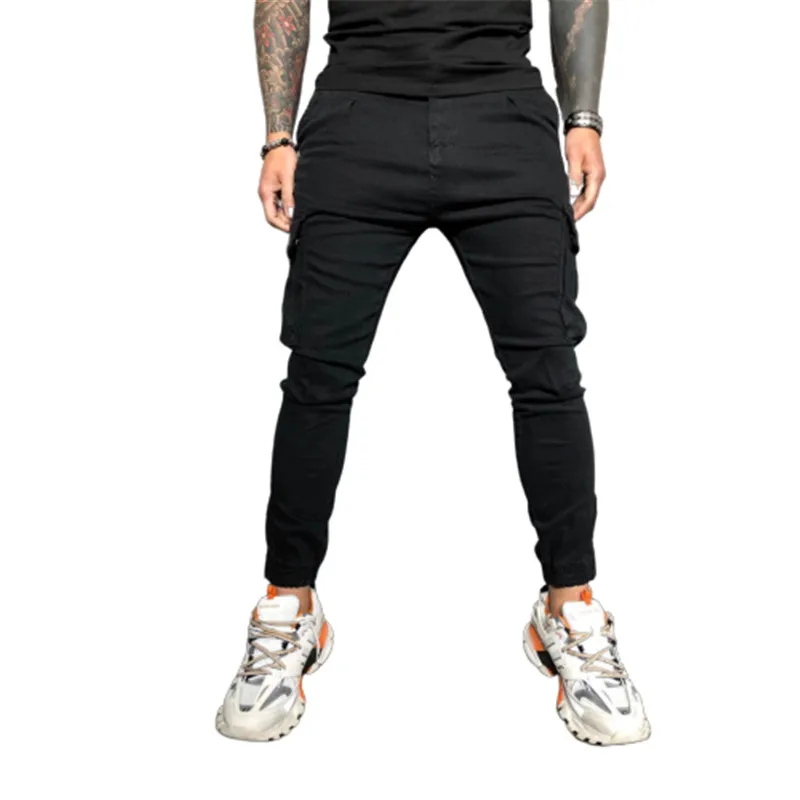 Мужские спортивные брюки в стиле сафари облегающие с карманами Длинные