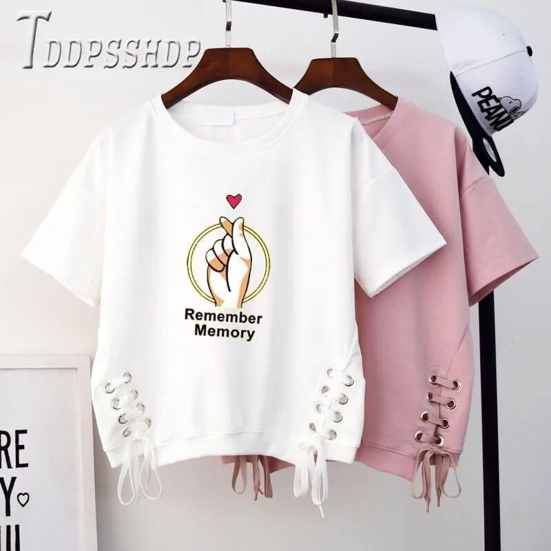 Женская футболка с завязками летняя разноцветная Футболка розового и белого