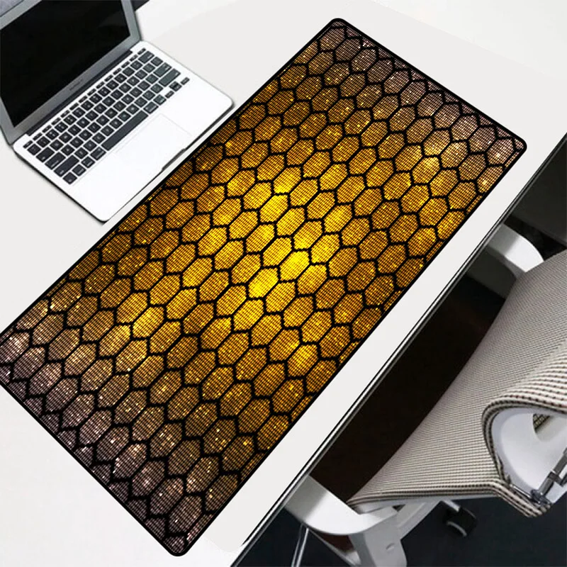 

Large RGB Gaming Golden Hexagon Texture Mousepad LED Mause Pad XXL Gamer Mouse Carpet Big Mause Pad PC Desk Pad Mat with Backlit