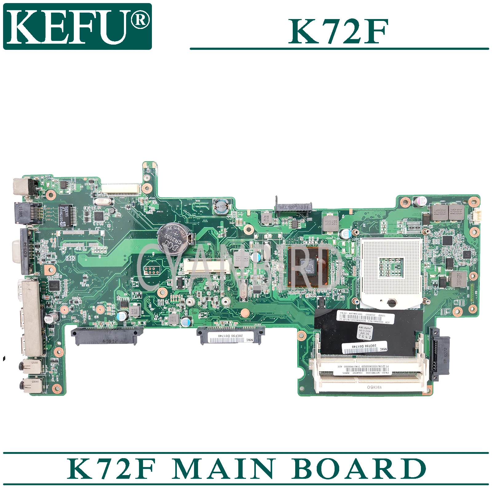 

KEFU K72F original mainboard for ASUS K72F Laptop motherboard