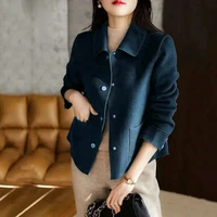 2021 autumn and winter new double sided woolen coat womens short loose high end korean woolen coat without cashmere