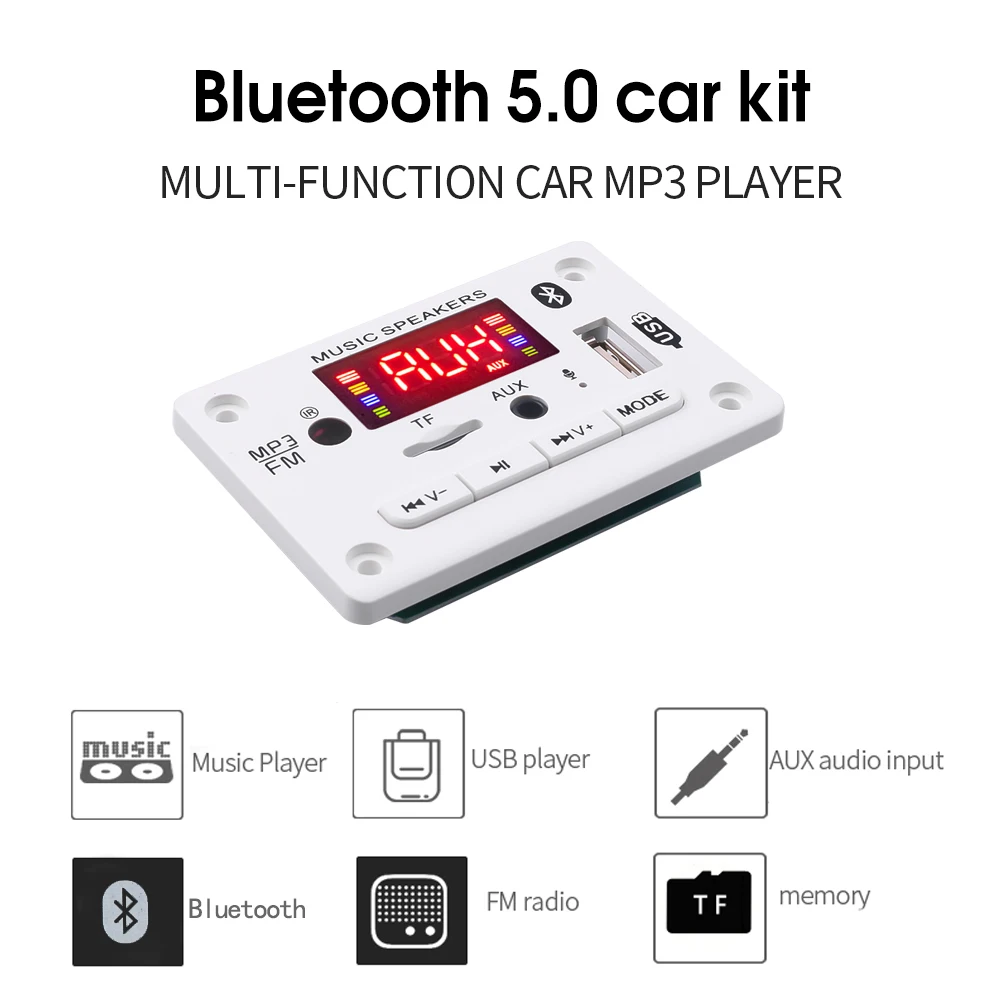 Модуль платы декодера MP3 с Bluetooth 5 0 В 12 автомобильный USB mp3 плеер WMA WAV разъем для TF
