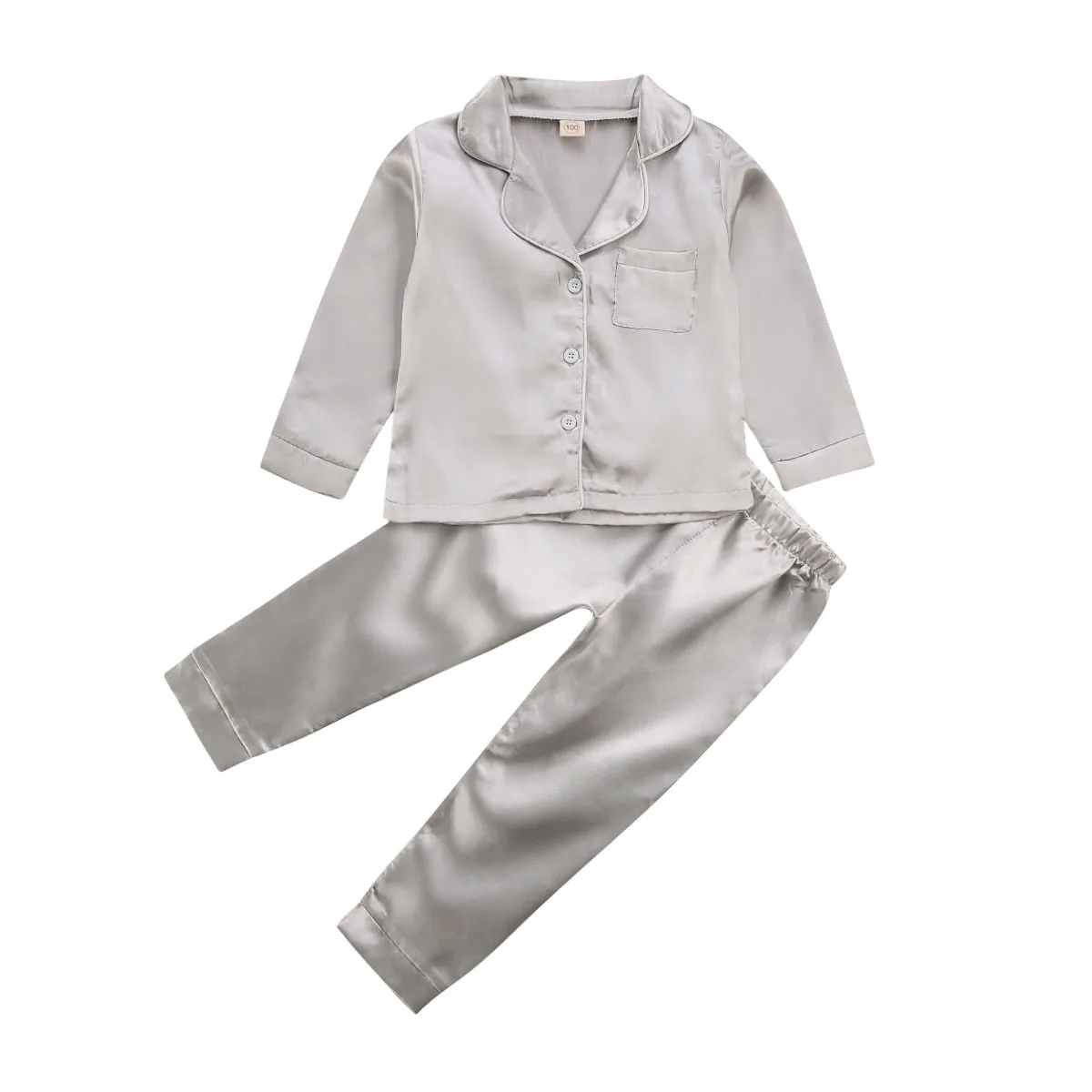 

Toddler Kid Baby Boys Girls Pajamas Pyjamas Child Long Sleeve Sleepwear Nightwear Solid PJS Casual Clothing