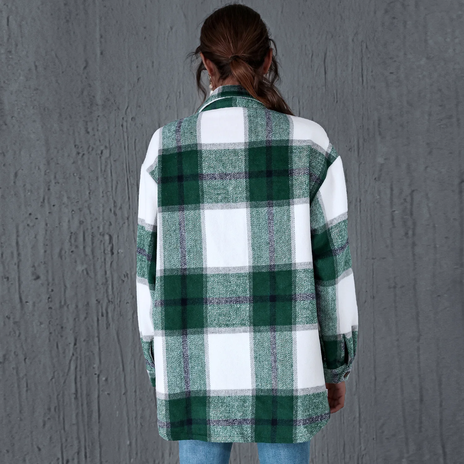 

SONDR Women's Top Lapel Long Sleeve Cardigan Button Thickening Stitching Plaid Jacket Fashion Plaid Shirt button up shirt