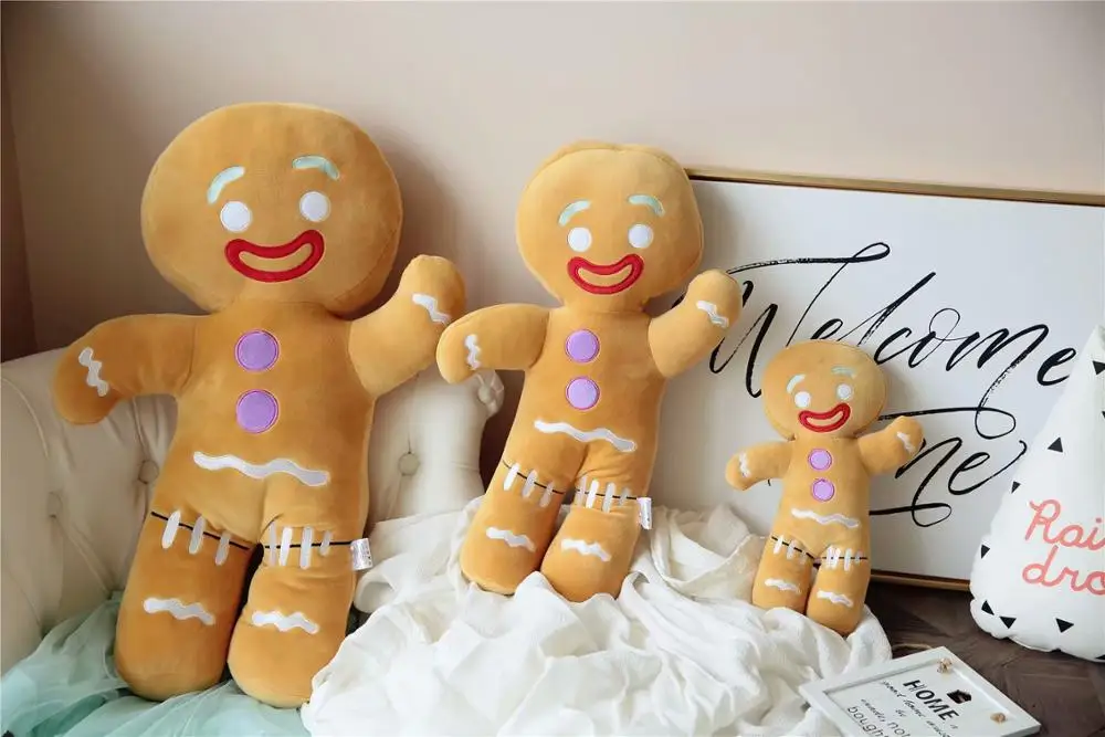 Имбирная плюшевая кукла для мужчин Рождественская яркая набивная подушка