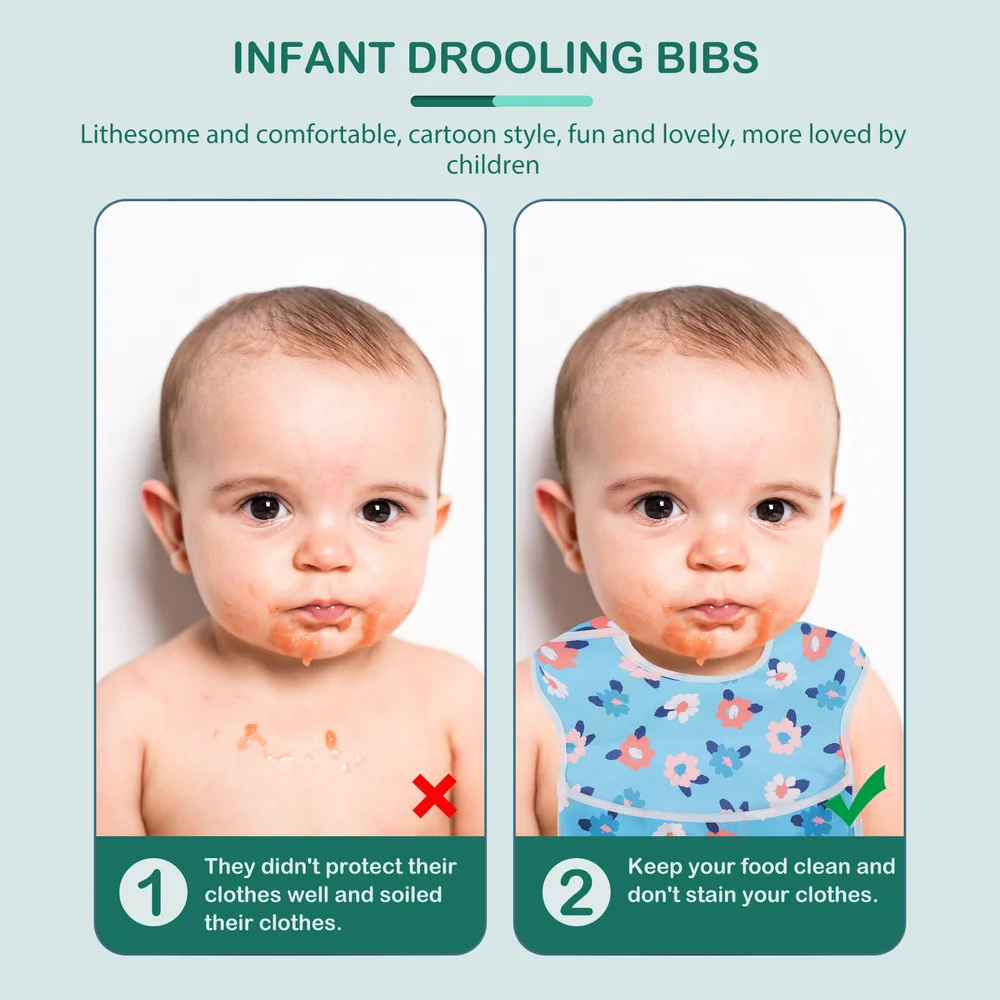 

4pcs Adjustable Baby Bibs Waterproof Bibs Children Saliva Bib With Food Catcher