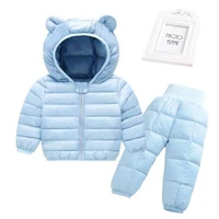 keeping warm baby boys girls clothing sets winter hooded down jackets pants waterproof thick tracksuts kids clothes 0 5 years