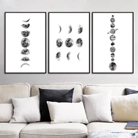 nordic solar system wall art black and white moon phases canvas art prints space poster painting for living room home decor