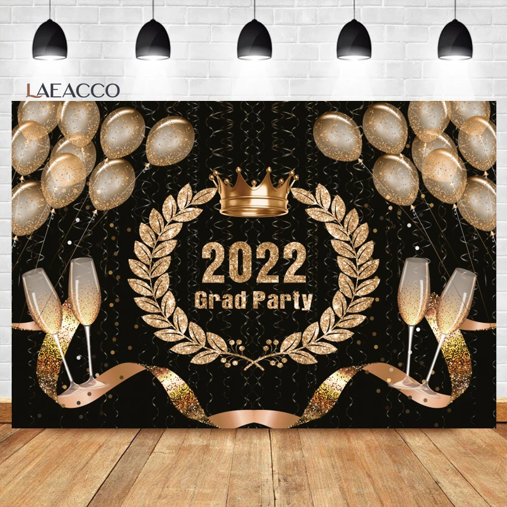 

Laeacco поздравление градиент фон Золотой шар Шампанское класс 2022 выпусквечерние ринка портрет индивидуальный фон для фотосъемки