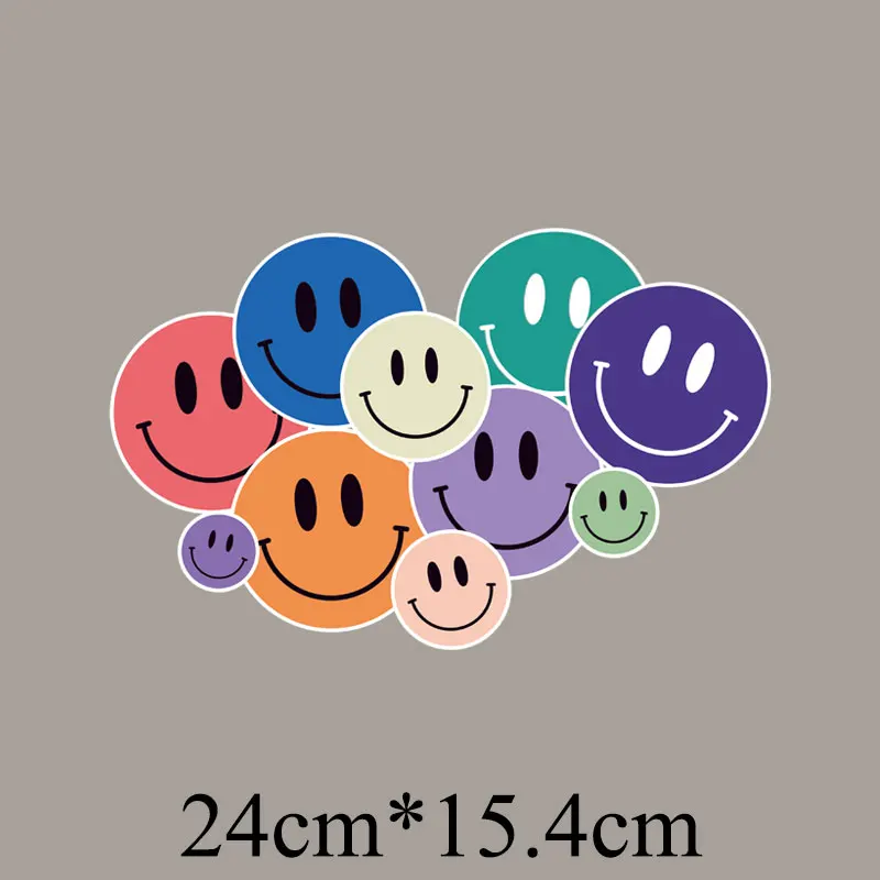 

Colorful Smile Iron on Cute Patches for Clothes Children's T Shirt Thermo Stickers on Clothing Heat Transfers Parches Stripes R
