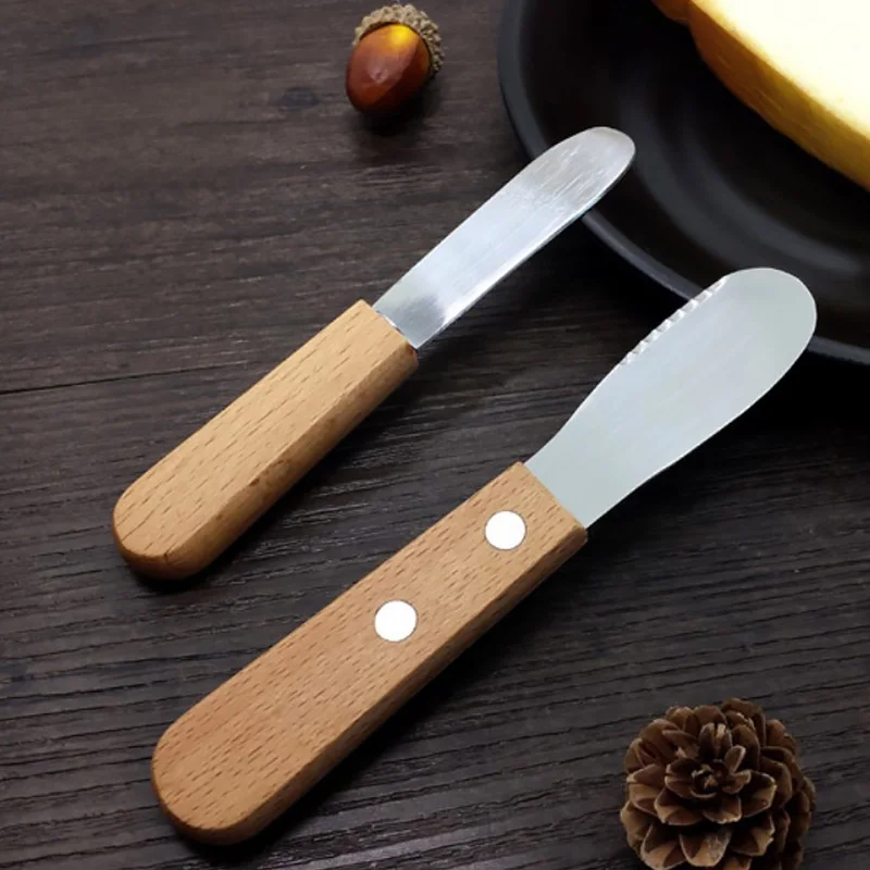 1 шт. лопатка из нержавеющей стали скребок с деревянной ручкой ножи для завтрака