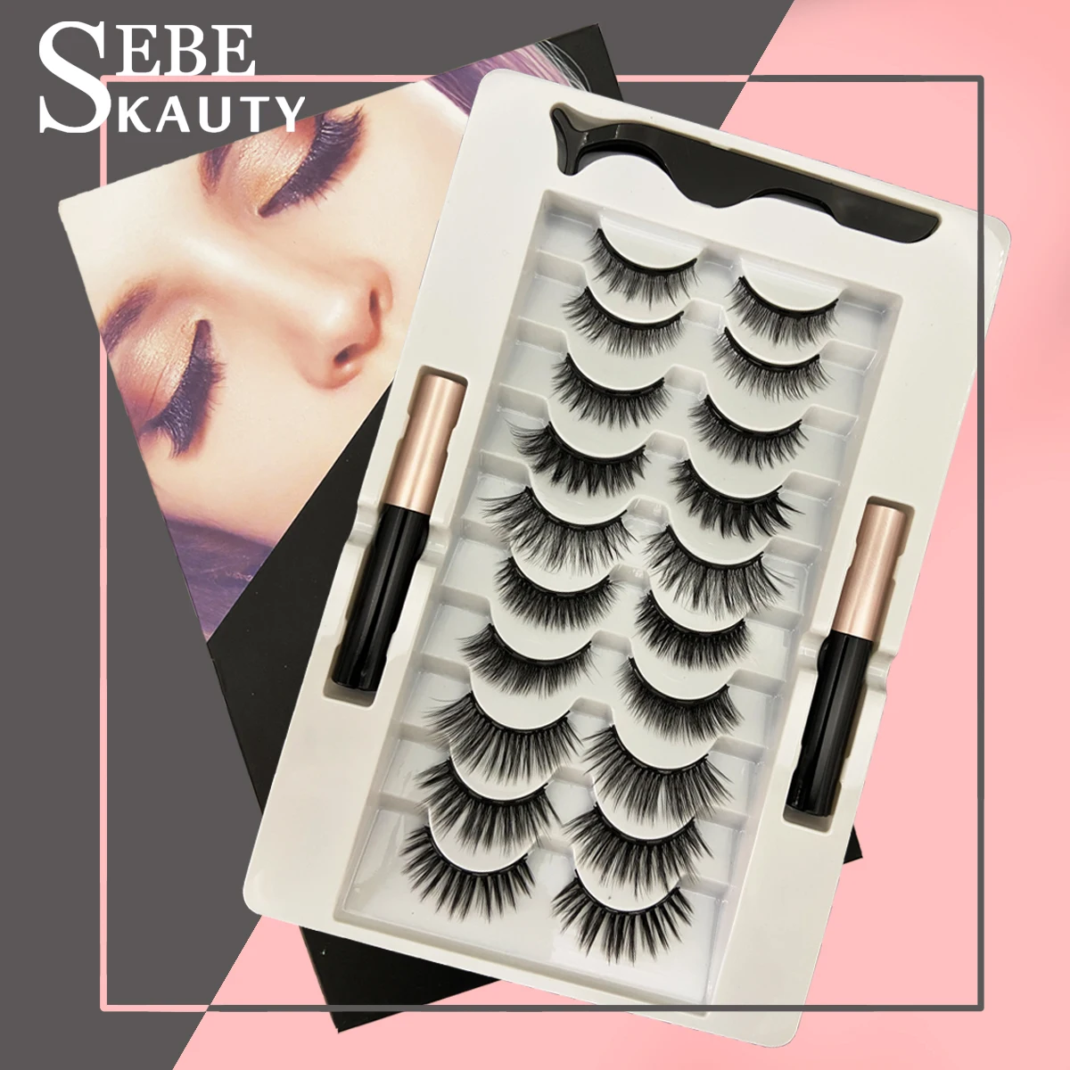 Магнитный объем ресниц коробка посылка комплект Ленточные 5/7/10 пара