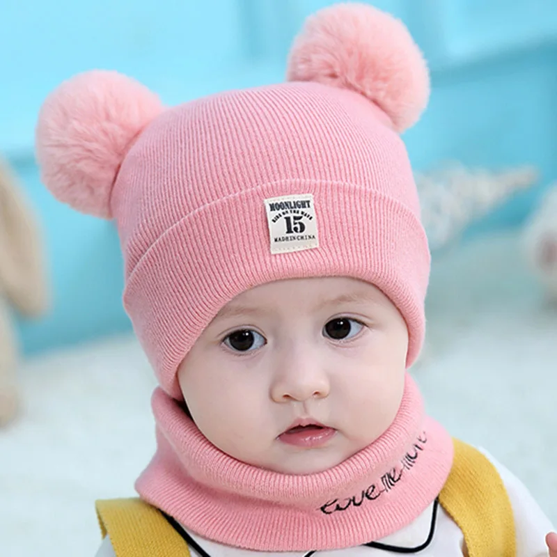 

Cute Toddler Kids Winter Hats Girls Boys Baby Keep Warm Crochet Knit Hat Children Fur Ball Beanie Cap Newborn Infant Baby Caps