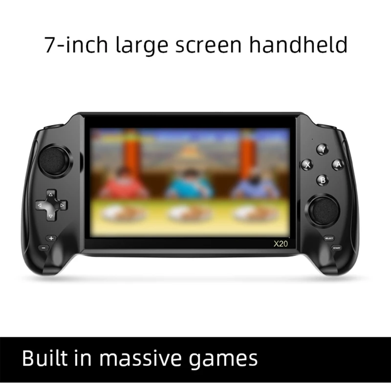 

X20 Handheld Game Console 7 Inch Screen Retro Joystick Support TF Card Double Player Video Output for Kids
