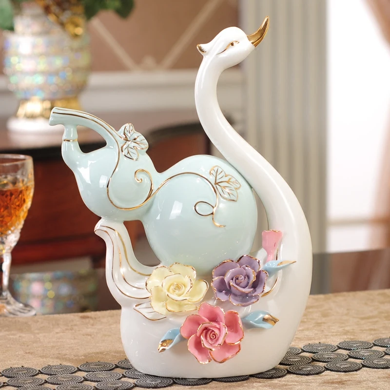 2 шт. простое искусство в виде белой тыквы Лебедь керамические поделки украшения