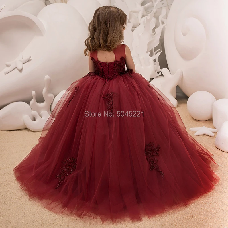 Новое поступление Детские пышные вечерние платья с аппликацией для девочек на