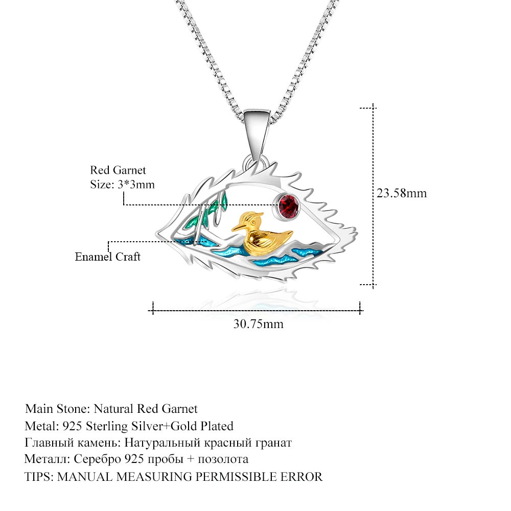 Женское ожерелье из серебра 925 пробы с красным гранатом|Подвески| |