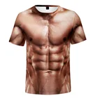 Летние мужские Оригинальные футболки с 3D принтом, футболка с сильным пекторным рисунком, женские и мужские футболки для брюшного пресса, футболки, уличные Топы