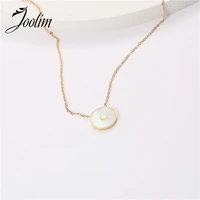 joolim jewelry pvd gold finish eight star caladium pendant necklace stylish stainless steel necklace