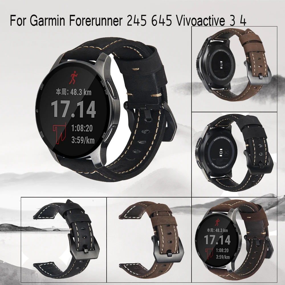 Ремешок из натуральной кожи для умного браслета Garmin Vivoactive 3 4 сменный ремешок