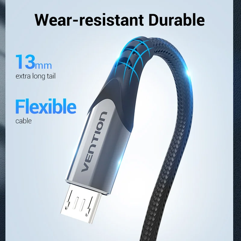 vention micro usb cable 3a nylon fast charger usb type c data cable for samsung xiaomi lg android micro usb mobile phone cables free global shipping
