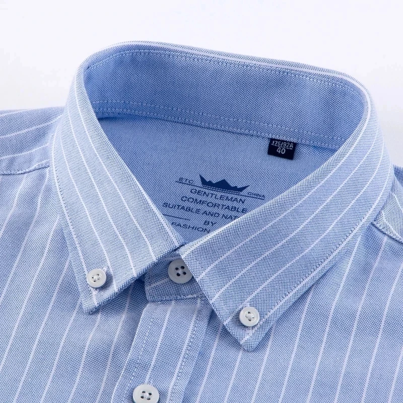 High Quality100% Cotton Oxford Mens Long Sleeve Shirt Casual Regular-Fit Plaid/Striped Man Dress Shirts For Men Business Shirts