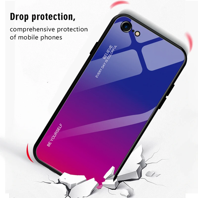 Новое градиентное закаленное стекло чехол для iPhone 6 6S 7 8 Plus на X XS XR Max чехлы