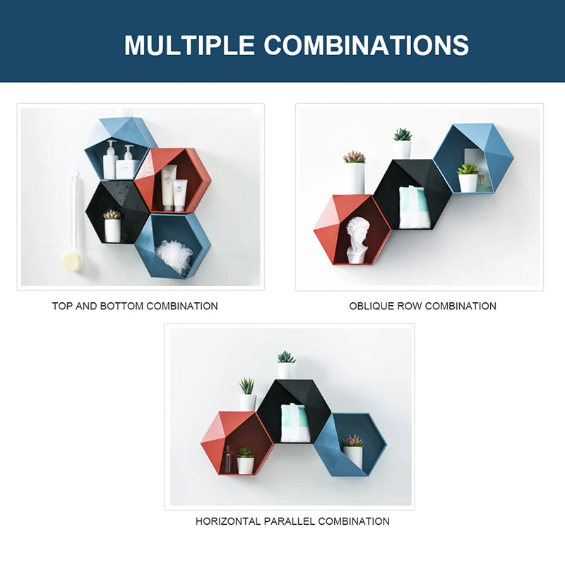 Шестиугольная подвесная полка Гостиная стены декора хранения различных вещей