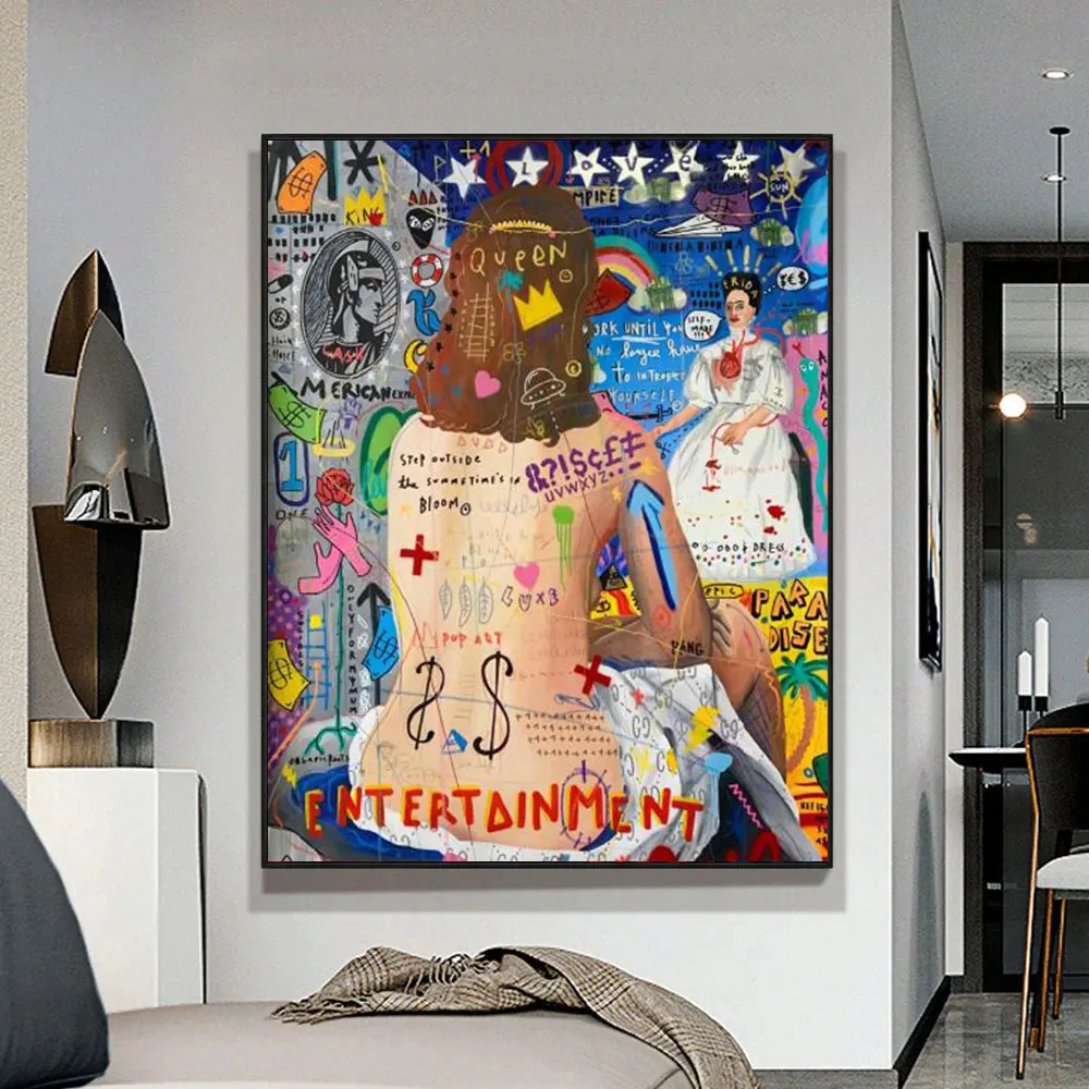 

Graffiti Pop Art Half Naked Girl Painting On Canvas Print Woman Poster Wall Picture For Living Room Home Cuadros Decor Gifts