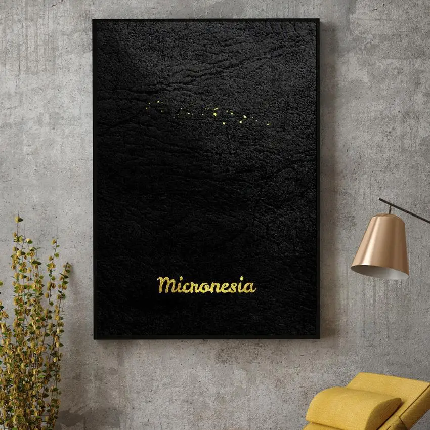 

Golden Map Micronesia Canvas Painting Wall Art Pictures prints home decor Wall Poster Decoration For Living Room