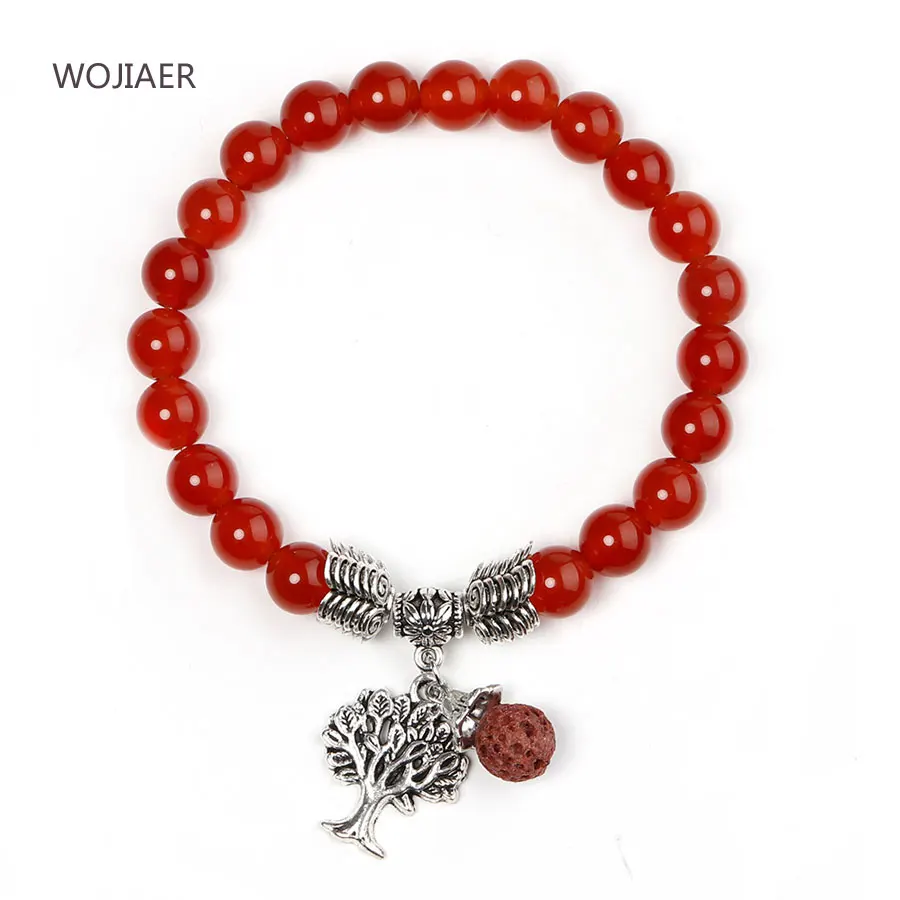 

WOJIAER Natural Tigers Eye Stone Meditation Bracelets Tree of Life Round Prayer Yoga Mala Beads Bracelet Chakra Jewellery ZM1166