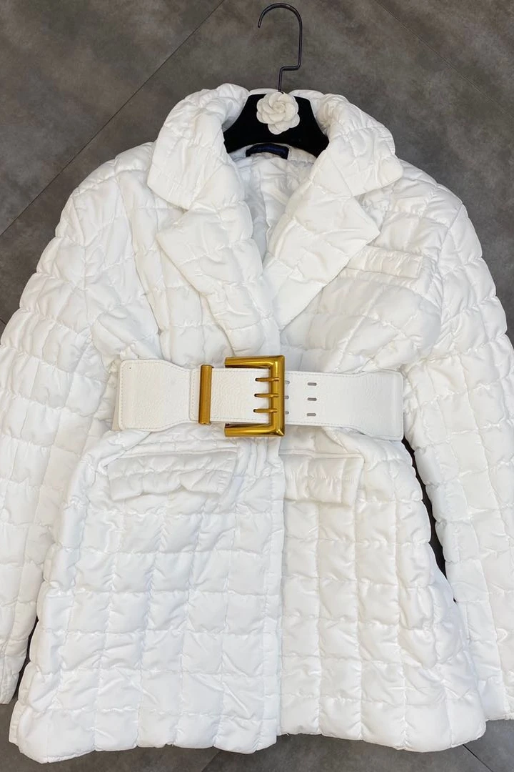 Lapel Long Sleeve Plaid belt waist closing suit cotton parkas plus size winter coat 2021 cotton winter suit